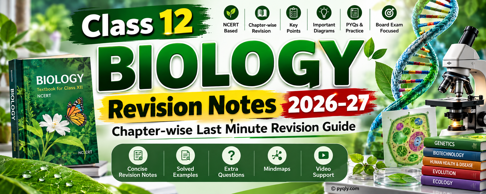 Class 12 Biology Revision Notes 2026-27 chapter-wise last minute revision guide